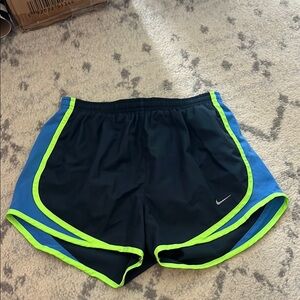Nike Black Shorts with Blue and Neon Green Trim 🧺